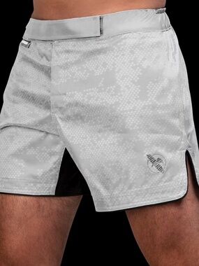 HAYABUSA HEX MID-THIGH MMA SHORTS - WHITE